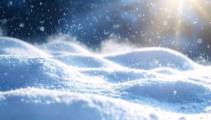 Snowy mountain peaks under bright winter sunlight