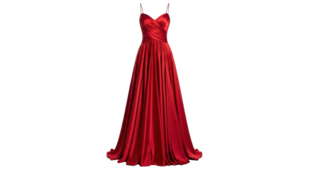 Elegant red evening gown for special occasion isolated PNG with Transparent Background