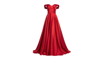 Elegant red gown for formal occasion isolated PNG with Transparent Background
