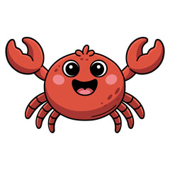 Red Crab, Cartoon, Vector illustration, Ocean Mammal, Seafood, Ocean, Beach, Icon