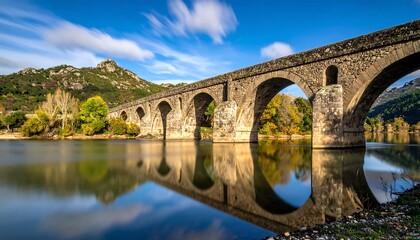 Fototapeta premium Stone bridge over calm water
