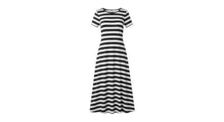 Striped maxi dress fashion for summer style isolated PNG with Transparent Background