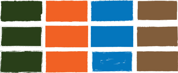 Set of paint brush grunge border frame. colorful  grunge rectangles on a white background. colorful straight lines, Paint brush stamp collection. Vector brush rectangle grunge shape. eps 10,