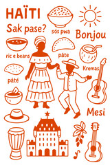Culture Illustration Set – Traditional People, Music, Dance, Food, and Symbols