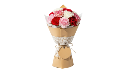 Carnation bouquet of gratitude for Mother's Day isolated PNG with Transparent Background