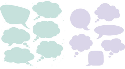 Diverse Collection of Speech and Thought Bubbles in Pastel Colors