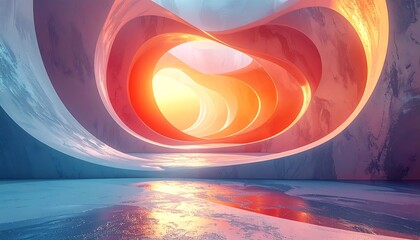 A captivating abstract artwork showcasing a tunnel-like structure with swirling