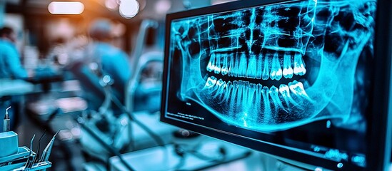 Dental x ray examination showing human teeth and jaw structure
