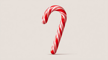 Candy Cane with Red Stripes Festive Christmas Sweet Icon on Transparent Background