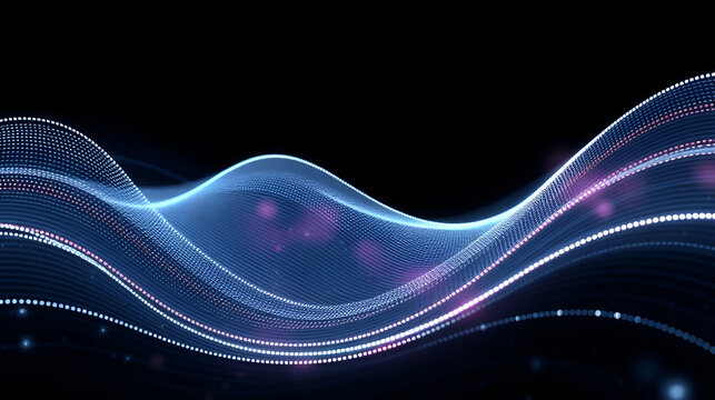 Circle wave  dynamic with dashed line. Technology and digital concept