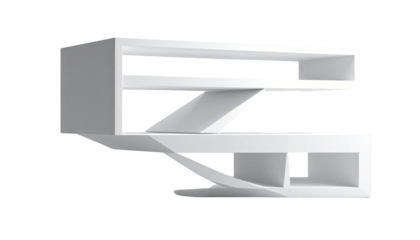 A modern, minimalist architectural design showcasing layered, geometric shapes and open spaces.