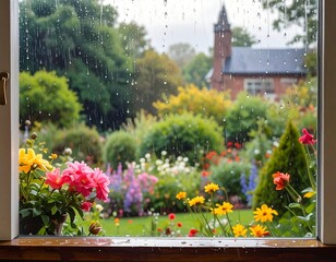 Rainy Day Garden View From Window