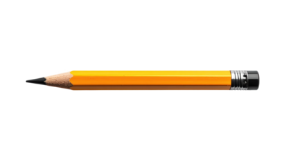 A single, vibrant yellow pencil lies horizontally against a dark background, showcasing its simple elegance.