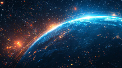 Stunning View of Earth Glowing Against Vast Cosmic Background
