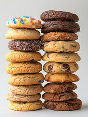 Stacked Cookies Display with Variety of Colors and Textures