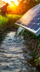 Solar panel provides water for irrigation of a rural field