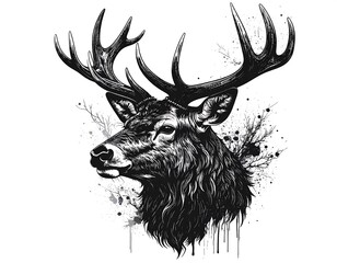 Intricate deer head graphic