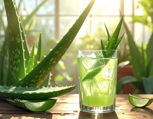 Refreshing Aloe Vera Drink in Natural Light