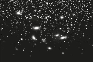 Christmas snow. Falling snowflakes on a dark background. Snowfall. Vector illustration.
