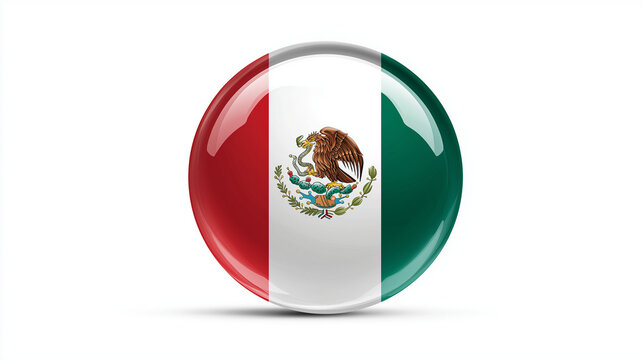 Mexico flag icon glossy button vector illustration symbol of mexican national identity