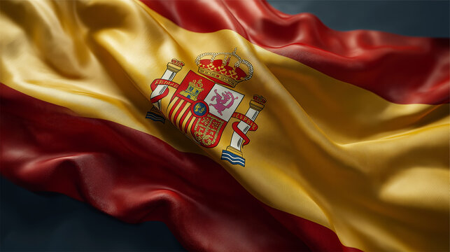 High quality spain flag waving background image for spanish national day celebration - Powered by Adobe