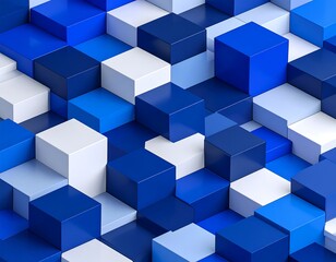 Obraz premium Abstract geometric pattern of interlocking cubes in shades of blue and white
