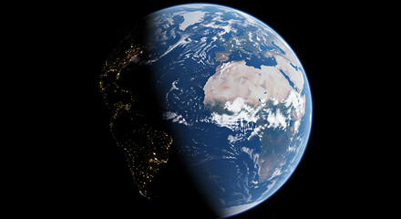 Spectacular View of Earth from Space Showing Day and Night Transition