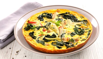 Baked savory tart with leafy greens