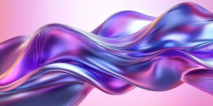 Smooth flowing abstract waves in vibrant purple and blue hues with silky texture on a soft pink gradient background conveying fluidity and elegance
