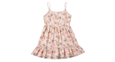 Pink floral summer dress isolated PNG with Transparent Background