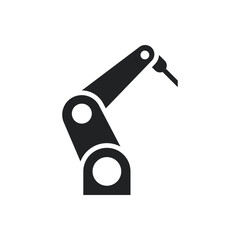 Black Flat Icon of Robotic Arm and Automation Machine