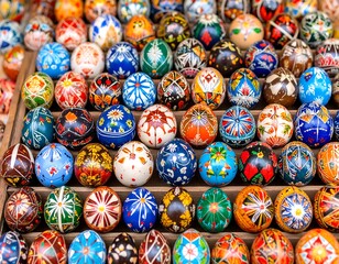 Colorful hand-painted Easter eggs