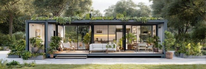 Beautiful Modern House With Greenery and Open Space Showcasing Inviting Interior Design and Outdoor Living Area During a Sunny Day