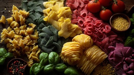 Colorful variety of pasta
