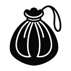 japanese drawstring kinchaku purse vector icon