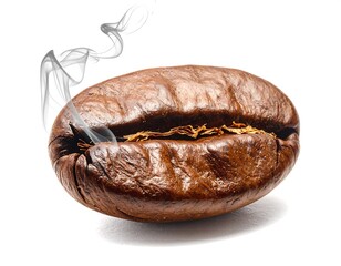 Roasted coffee bean with subtle smoke