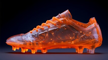 Orange soccer shoe with transparent background