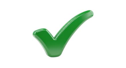 Green check mark symbol isolated on white background