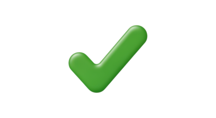 Green check mark symbol isolated on white background