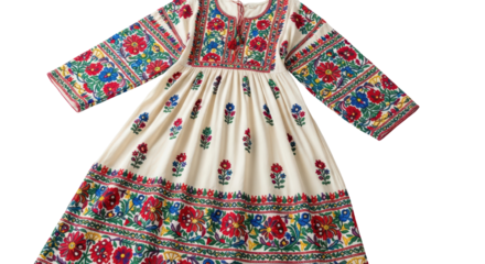 Embroidered traditional dress on white background