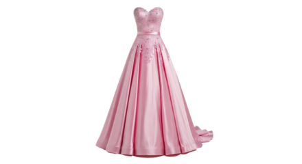 Elegant pink dress on white background