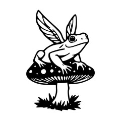 fairy frog sitting on toadstool