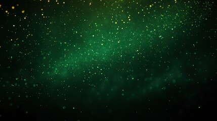 Obraz premium Abstract view of green and yellow glowing particles floating in a dark space creating a dreamy and magical atmosphere