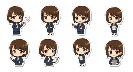 Adobe illustrator artwork vector illustration set of eight cute female character