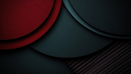 Abstract layered circles in deep red and gray