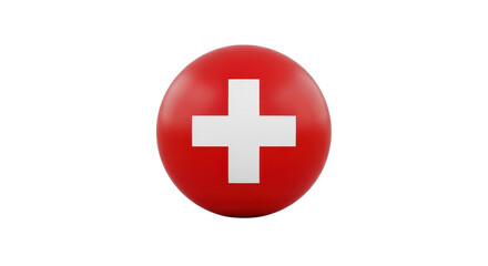 Fototapeta premium Switzerland flag button, Swiss symbol isolated PNG with Transparent Background