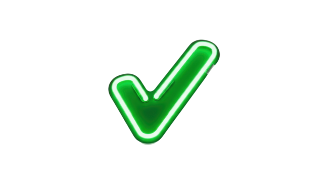 Green check mark icon, isolated on white background