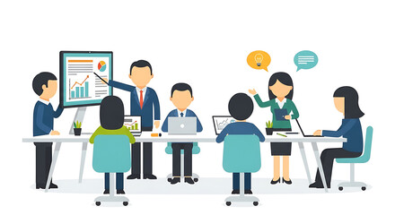 Team Collaboration Meeting Presentation and Brainstorming in the Office