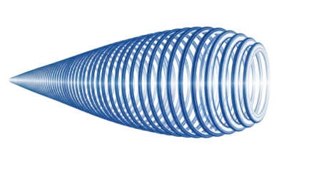 Blue spiral shape in perspective on white background