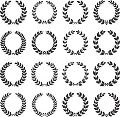 Elegant Laurel Wreaths: A collection of meticulously crafted laurel wreaths, symbolizing victory, honor, and achievement, perfect for conveying a sense of timeless prestige and classic design.